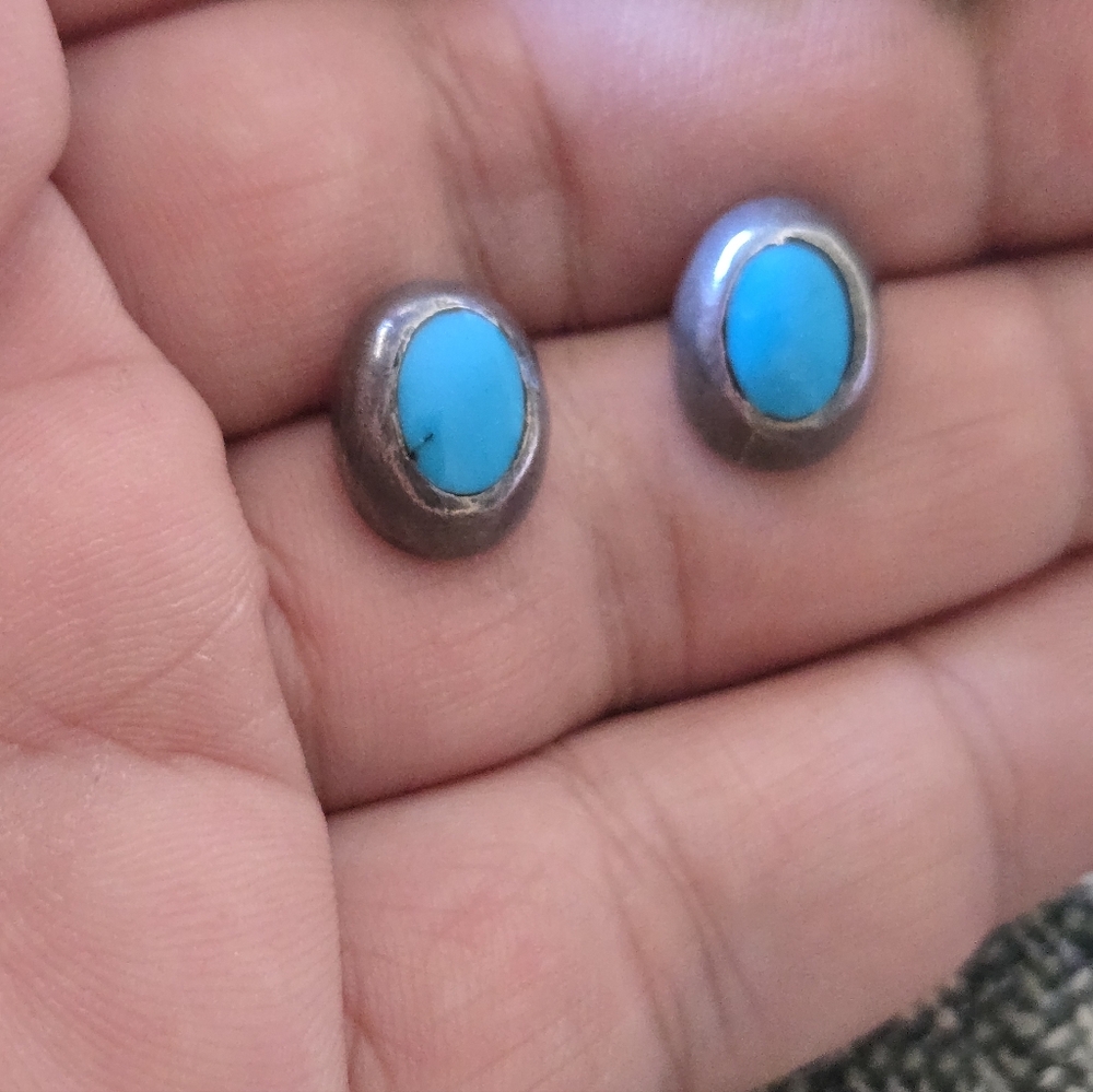 Turquoise and Sterling Silver Stud Earrings